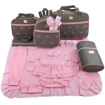 Kit bolsa maternidade 5 peças estrela + saida maternidade menina