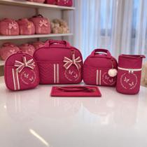 Kit Bolsa Maternidade 5 Peças Grande Impermeável + Mochila + Trocador Tema Borboletas Bebê FJ Baby