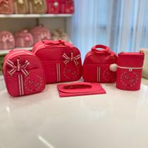 Kit Bolsa Maternidade 5 Peças Grande Impermeável + Mochila + Trocador Tema Borboletas Bebê FJ Baby