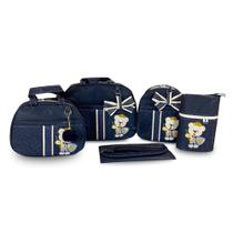 Kit Bolsa Maternidade 5 Peças Grande Impermeável + Mochila + Trocador Tema Escudo FJ Baby