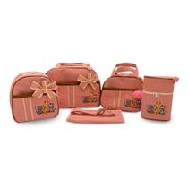 Kit Bolsa Maternidade 5 Peças Grande Impermeável + Mochila + Trocador Tema Safári FJ Baby