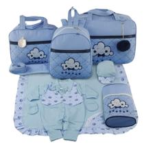 Kit bolsa maternidade 5 peças nuvem azul + saida maternidade Kit bolsa maternidade 5 peças nuvem azul + saida maternidade