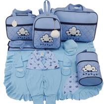 Kit bolsa maternidade 5 peças nuvem azul + saida maternidade
