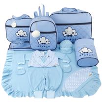 Kit bolsa maternidade 5 peças nuvem azul + saida maternidade - Let Baby Bolsas De Maternidade