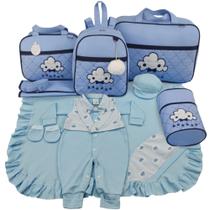 Kit bolsa maternidade 5 peças nuvem azul + saida maternidade