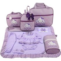 Kit bolsa maternidade 5 peças nuvem lilas + saida maternidade