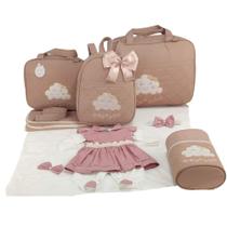 Kit bolsa maternidade 5 peças nuvem menina + saida maternidadebaby