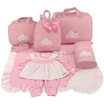 Kit bolsa maternidade 5 peças nuvem rosa + saida maternidade