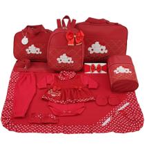 Kit bolsa maternidade 5 peças nuvem vermelha + saida maternidade menina - LET BABY BOLSAS DE MATERNIDADE