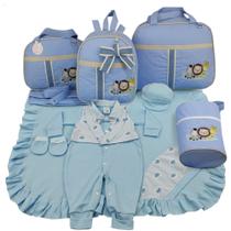 Kit bolsa maternidade 5 peças safari baby azul + saida maternidade