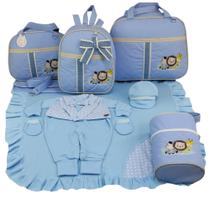 Kit bolsa maternidade 5 peças safari baby azul + saida maternidade