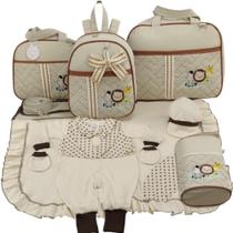 Kit bolsa maternidade 5 peças safari baby bege + saida maternidade - LET BABY BOLSAS DE MATERNIDADE