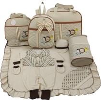 Kit bolsa maternidade 5 peças safari baby bege + saida maternidade