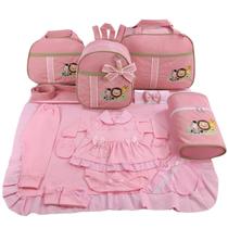 Kit bolsa maternidade 5 peças safari baby rosa + saida maternidade Kit bolsa maternidade 5 peças safari baby rosa + saida maternidade