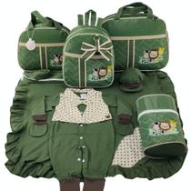 Kit bolsa maternidade 5 peças safari baby verde militar + saida maternidade