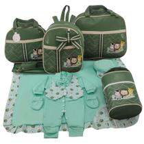 Kit bolsa maternidade 5 peças safari baby verde militar + saida maternidade