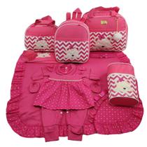 Kit bolsa maternidade 5 peças urso chevron menina + saída maternidade Kit bolsa maternidade 5 peças urso chevron menina + saída maternidade