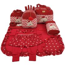 Kit bolsa maternidade 5 peças urso chevron menina + saída maternidade Kit bolsa maternidade 5 peças urso chevron menina + saída maternidade