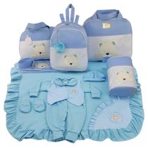 Kit bolsa maternidade 5 peças urso chevron menino + saída maternidade baby