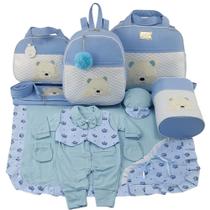 Kit bolsa maternidade 5 peças urso chevron menino + saida maternidade - LET BABY BOLSAS DE MATERNIDADE