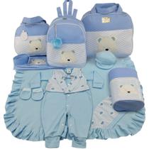 Kit bolsa maternidade 5 peças urso chevron + saída maternidade