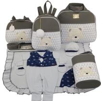Kit bolsa maternidade 5 peças urso chevron + saída maternidade - Let Baby Bolsa de Maternidade