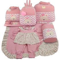 Kit bolsa maternidade 5 peças urso chevron + saída maternidade
