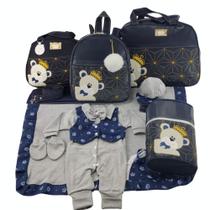 Kit bolsa maternidade 5 peças urso imperador + saida maternidade
