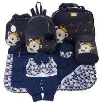 Kit bolsa maternidade 5 peças urso imperador + saida maternidade
