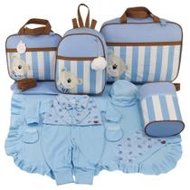 Kit bolsa maternidade 5 peças urso luxo azul + saida maternidade