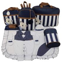 Kit bolsa maternidade 5 peças urso luxo menino + saida maternidade
