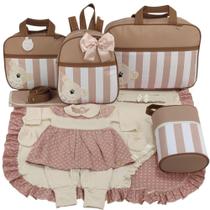 Kit bolsa maternidade 5 peças urso luxo nude + saida maternidade menina - LET BABY BOLSAS DE MATERNIDADE