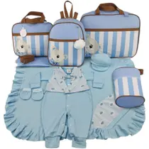 Kit bolsa maternidade 5 peças urso luxo + saida maternidade menino