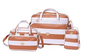 Kit bolsa maternidade bebê precious caramelo listra 3 peças Kit bolsa maternidade bebê precious caramelo listra 3 peças