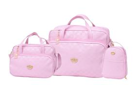 Kit bolsa maternidade bebê precious rosa 3 peças