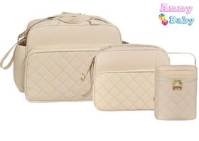 Kit Bolsa Maternidade Bolsa G, Bolsa P e Porta Mamadeira Luxo