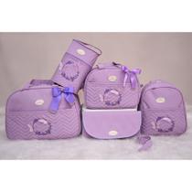 Kit bolsa maternidade borboleta 5 peças (lilas)