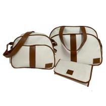 Kit bolsa maternidade com bolsa trocador e frasqueira branco 3 peças