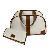 Kit bolsa maternidade com mochila trocador e frasqueira branco 3 peças