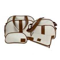 Kit bolsa maternidade completo com bolsa e trocador branco 4 peças