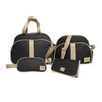 Kit bolsa maternidade completo com bolsa e trocador preto 4 peças