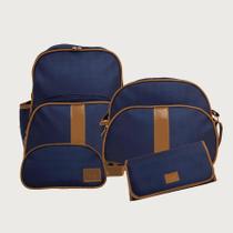 Kit bolsa maternidade completo com mochila e trocador azul marinho 4 peças