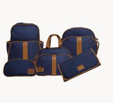 Kit bolsa maternidade completo com mochila e trocador azul marinho 5 peças