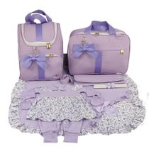 Kit bolsa maternidade de luxo lilás + saída maternidade