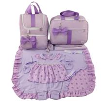 Kit bolsa maternidade de luxo lilás + saída maternidade