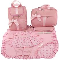 Kit bolsa maternidade de luxo rosa + saida maternidade