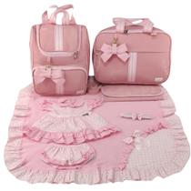 Kit bolsa maternidade de luxo rosa + saida maternidade