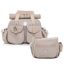 Kit Bolsa Maternidade Grande + Frasqueira Maternidade Lequiqui Florence Cinza claro