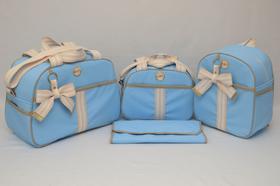 Kit Bolsa Maternidade Laço 4 Peças Luxo Menino