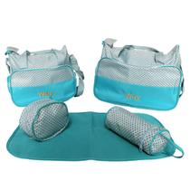Kit bolsa maternidade mamãe bebê importway com trocador 5 peças azul